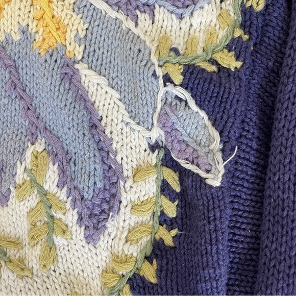 JENNIFER REED Vintage Cottagecore Floral 80s Hand knit Sweater Size Small - Picture 4 of 9